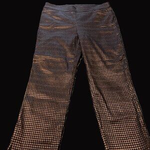 Chico’s Houndstooth Straight-Leg Pants – Metallic Copper Accent